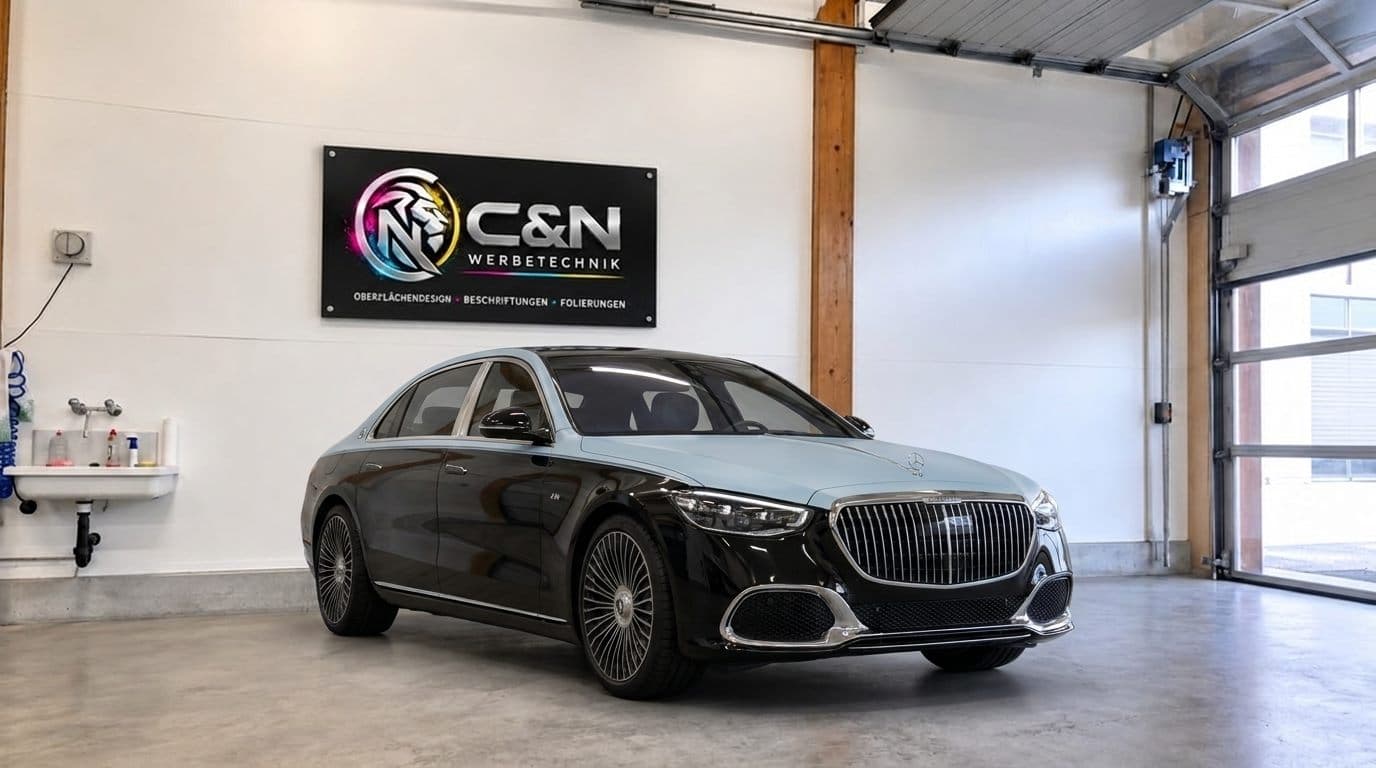 Fahrzeugfolierung an einem Maybach, Frontansicht