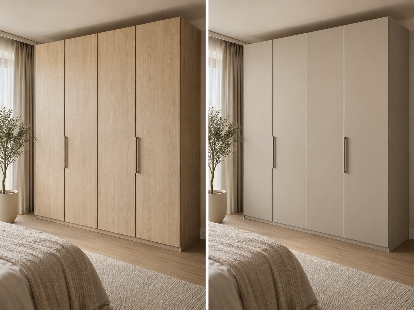 Schrank vorher und nach der Folierung