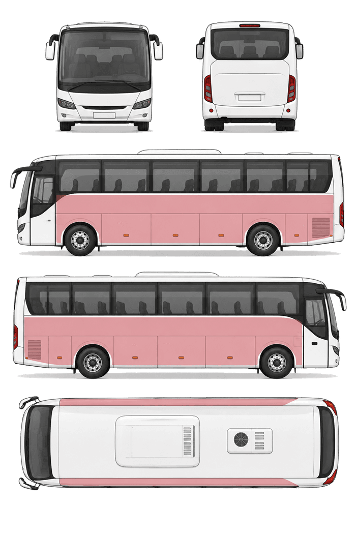 Fahrzeugansicht mit markierter Beschriftungsfläche: Bus & LKW